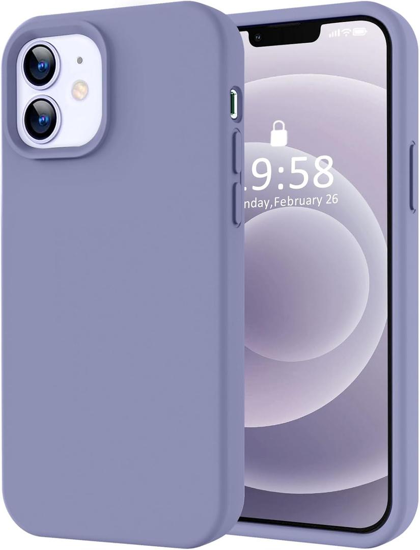 LOVE 3000 Designed for iPhone 12 Case/iPhone 12 Pro Case, Premium Silicone with [Soft Anti-Scratch Microfiber Lining] Shockproof Protective Phone Case for Men Women Girls 6.1", Lavender Grey