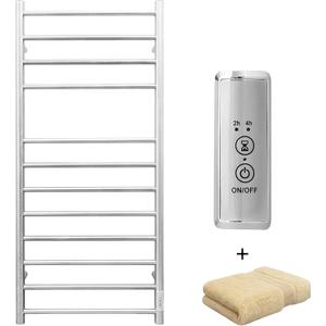KEG Towel Warmer Wall Mounted with Built-in Timer 12 Bars Electric Stainless Steel Heated Towel Racks for Bathroom, Hot Plug-in Bath Towel Heater Brushed Nickel