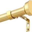 YAJUXIU Rustic Curtain Rod, Industrial Curtain Rods for Windows 72 to 144 Inches, Blackout Wrap Around Curtain Rod, for Indoor and Outdoor, Simple Modern Design, 30 to 144 Inches, Gold