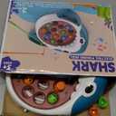 Musical Shark Fishing Game for Kids, 360 Rotating Board, 20 Fish with 3 Rods,Hook Fishing Set for ToddlersEducational, Fine Motor Skill Activity for Boys and Girls