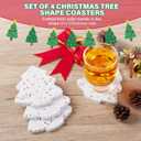 Christmas Tree Shaped Coasters Set of 4Heavy Duty Marble Drink Coasters for Coffee TableWhite Stone Round Cup CoastersUnique Christma Home Bar Essentials&Decor