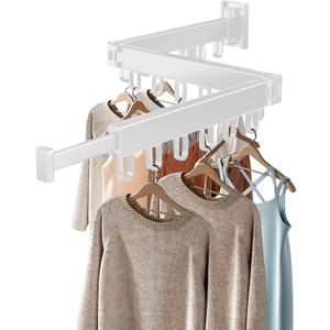 Clothes Drying Rack Wall Mounted, Tri-Fold Wall Mounted Drying Rack, Foldable Drying Rack Clothing, Space Aluminum Material, for Home Balcony (White) Clothes Drying Rack Wall Mounted, Tri-Fold Wall Mounted Drying Rack, Foldable Drying Rack Clothing, Space Aluminum Material, for Home Balcony (White)