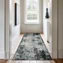 Washable Area Rugs 2'x8' Non-Slip Modern Abstract Soft for Living Room Entryway Bedroom Nursery, Print Pattern, Blue Black Teal