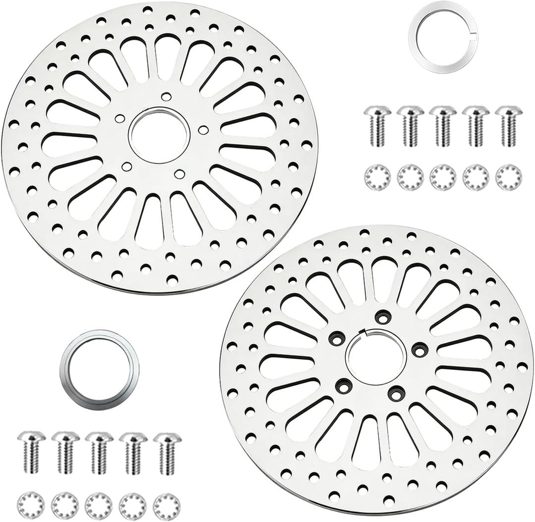 Harley Brake Rotors 11.5-inch Front Rotor and Rear Rotor 2 Piece Compatible with Harley motorcycle Sportster Softail Dyna Fat Boy and other models Stainless steel brake discs Polished surface