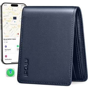 Mens Wallet Built-in Find My Real Time Tracker, 100% Genuine Leather RFID Blocking Classic Bifold Wallet for Men Upgrade Replacement for AirTag Wallet Credit Card Holder Smart Wallet for Men, Black Mens Wallet Built-in Find My Real Time Tracker, 100% Genuine Leather RFID Blocking Classic Bifold Wallet for Men Upgrade Replacement for AirTag Wallet Credit Card Holder Smart Wallet for Men, Black