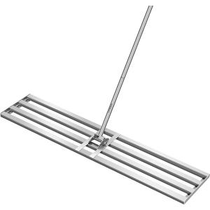 VIVOSUN 48" Lawn Leveling Rake, 48" x 10" x 78" Heavy-Duty Stainless Steel Lawn Leveler with 7FT Adjuatble Long Handle for High Effect, Metal Levelawn for Smooth Soil, Rustproof Rakes for Garden Yard