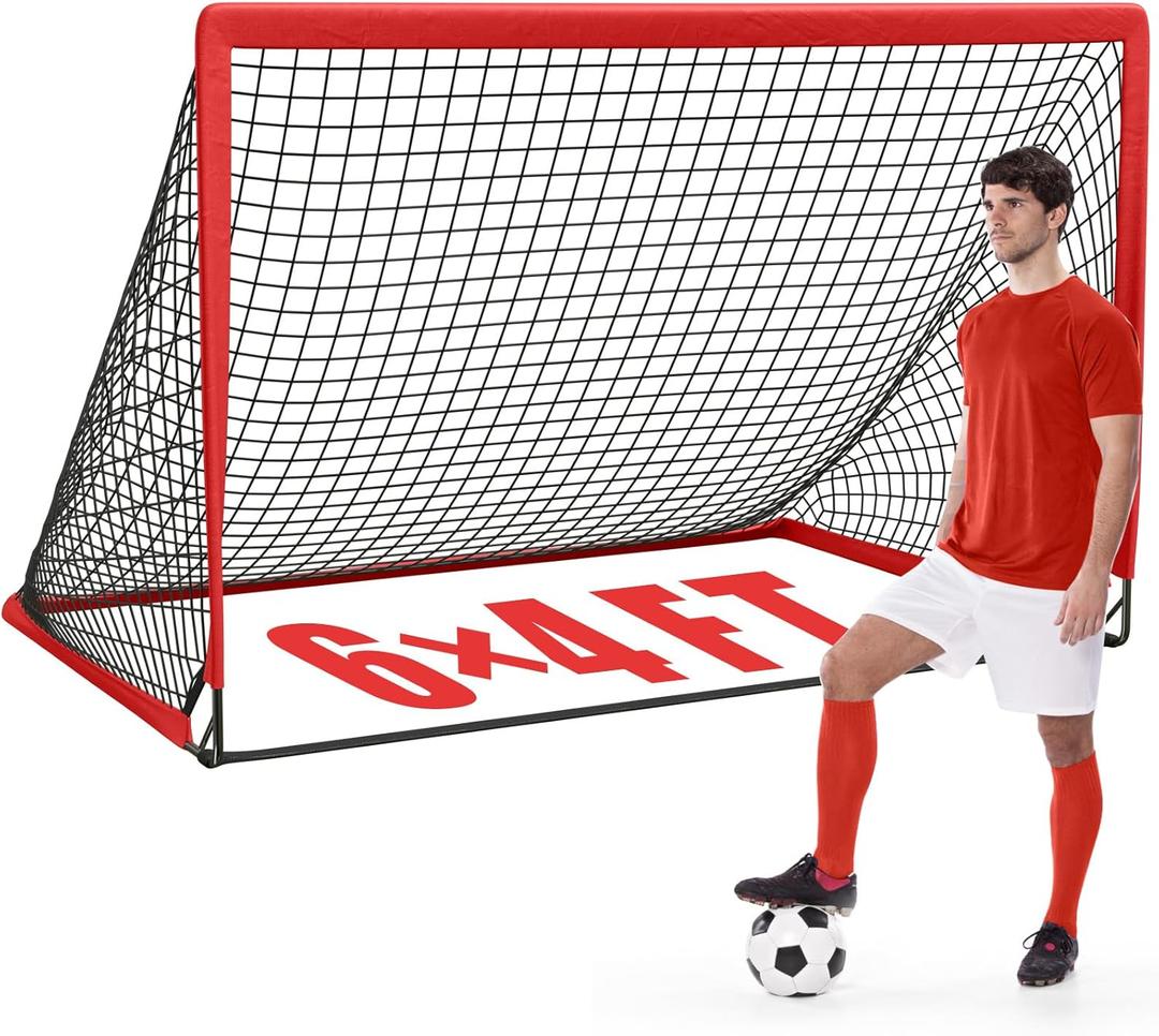 KTRIO 6x4 ft Soccer Goal for Backyard, Portable Soccer Net, Large Foldable Soccer Goals with Carry Bag for Kids Youth Teens Sports