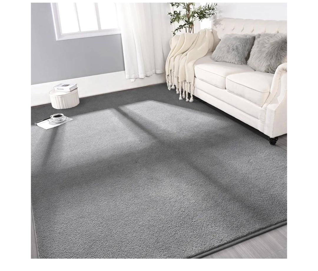 Large Ultra Soft Modern Area Rugs for Living Room Bedroom, 6x9 Feet Grey Thickened Memory Foam Indoor Solid Minimalist Carpets, Non-Slip Comfy Rug for Boys Girls Nursery Room Home Decor