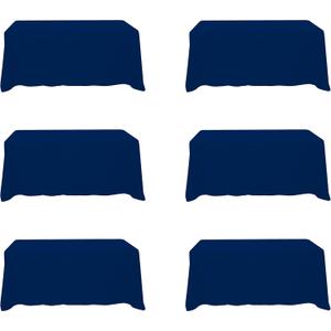 BRILLMAX 6 Pack Navy Blue Tablecloths 90 x 132 Inch for 6ft Rectangle Tables - 150 GSM Polyester Fabric, Floor Length Drop, Water, Stain & Wrinkle Resistant Cloth Cover for Wedding Reception Banquet