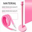 Velvet Pink Stanchion Set – 6 Stanchion Posts and 4 Pink Ropes Crowd Control Rope Safety Barriers Kit for Events Weddings Red Carpet Poles Ropes Set