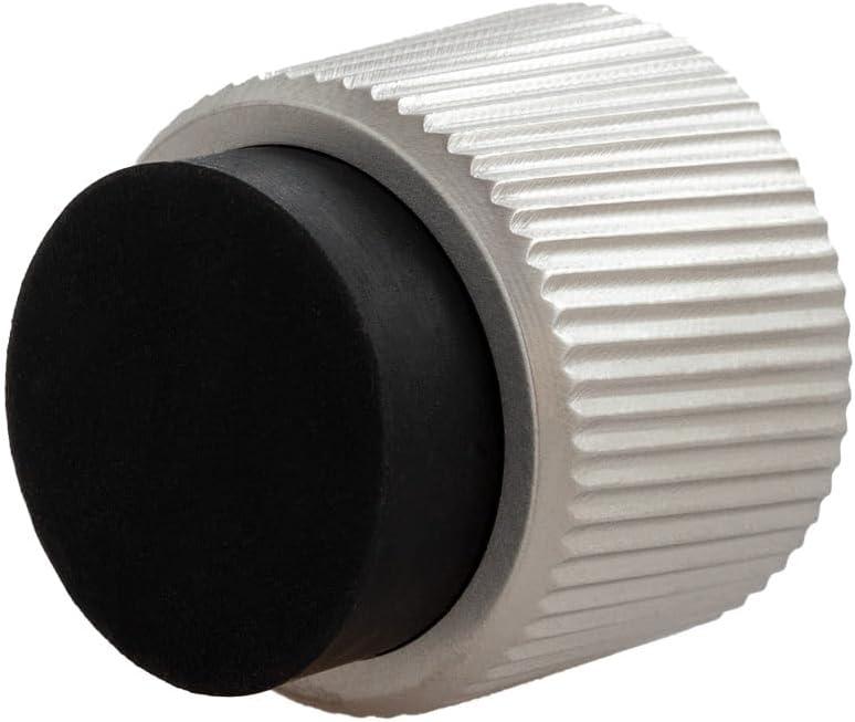EVI Herrajes | Designer Wall Door Stop - Fluted Texture - 1.1" x 1.1" - Steel Matte Finish Black Rubber - Adhesive and Screw Fastening