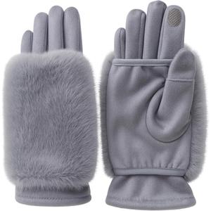 Siwujia Touchscreen Winter Gloves for Women: 3-in-1 Convertible, Detachable Faux Fur Cuffs, Warm for Driving & Texting, Gray