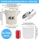 YOUEON 4L Ice Bucket with Scoop and Lid, White Galvanized Steel Beverage Tub with Handles, Double Wall Insulated Wine Champagne Beer Chiller for Party, BBQ, Camping, Indoor Outdoor Use