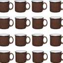 Set of 16 Ceramic Campfire Mugs  15 Oz, Brown  Coffee & Tea Cups for Home, Work, Travel, Camping  Customizable, Great for DIY, Events, Companies