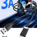 Magtame USB A to USB C Cable 3.3FT, Braided StayCable Built-in Magnetic Holder for Nightstand, Desk&Car, USB Type C Data Cord with 2 Adhesive Metal Plates for iPhone 17,16