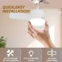 Socket Fan Light, Ceiling Fans with Lights and Remote Control, Powerful Airflow,17 inch E26 Base Quiet Dimmable Ceiling Fans for Bedroom,Bathroom, Kitchen, Living Room,1200 Lumens (3 Blades)