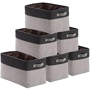 DECOMOMO Small Storage Basket, Closet Storage Bins, Baskets for Organizing Shelves (Grey & Black, Small - 6 Pack)