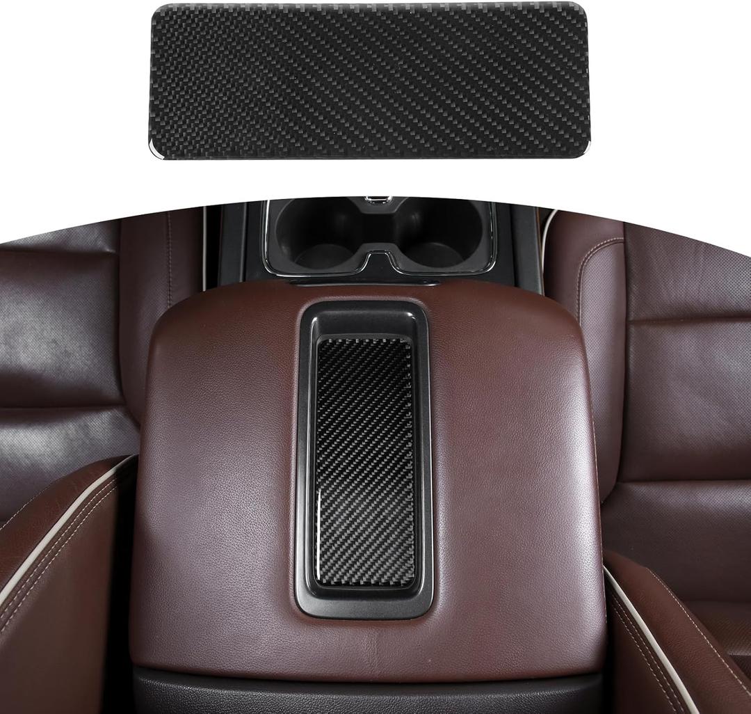 RT-TCZ for Silverado Armrest Tray Mat Trim Cover Carbon Fiber for Chevy Silverado/Suburban/Tahoe 2014-2018 for GMC Sierra/Yukon 2014-2018 Soft Carbon Fiber Interior Accessories 1pcs