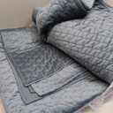 EverGrace Luxury Velvet Quilt Bedding Set Size 3 Pieces with Pillow Shams, Soft Cross-Stitch Velvet Comforter Set, Lightweight Coverlet Bedspread for All Seasons, Stormy Blue