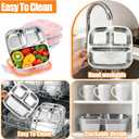 Palksky Stainless Steel Toddler Plates with Lids - 3-Pack Divided Baby Plates for Portion Control, Microwave & Dishwasher Safe Easy-Clean Lunch Trays