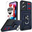 LeYi Compatible for OnePlus Nord-N20 5G: with Slide Camera Cover and Screen Protector, Rugged Heavy Duty Shockproof Protective Case Cover with Magnetic Ring Stand for 1+ OnePlus Nord N20, Blue