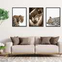 3Pcs Trendy Leopard Wall Art Dopamine Decor Posters Prints Preppy Room Aesthetic Cheetah Wall Decor Pictures for Girls Bedroom Apartment Dorm Unframed