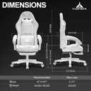 White Gaming Chair,Ergonomic Massage Computer Office Desk Chair with Footrest,Pocket Spring Cushion,Reclining Leather Adjustable Gamer Chair with Headrest and Lumbar Support,White, 50 Inches X 26.4 Inches X 26.4 Inches