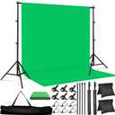 Green Screen Backdrop Kit 10x6.6ft with Tripod Stand, Chroma Key Background System for Video Shooting, Live Streaming, Photo Studio, Content Creation and Virtual Backgrounds
