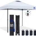 FANPAT 10x10 Pop Up Canopy Tent,300D Silver-Coating Top,1-Person Setup Commercial Heavy Duty Canopy Tent Instant Portable Shelter and Carry Bag, with 8 Stakes and 4 Weights (White)