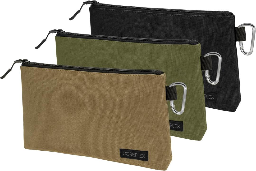 COREFLEX Premium Tool Pouch Zipper Bag, Small Tool Bag, Multipurpose Storage pouch, Heavy duty Flat Bottom Tool bag with YKK Zipper (3 Pack Medium 10 Inch)