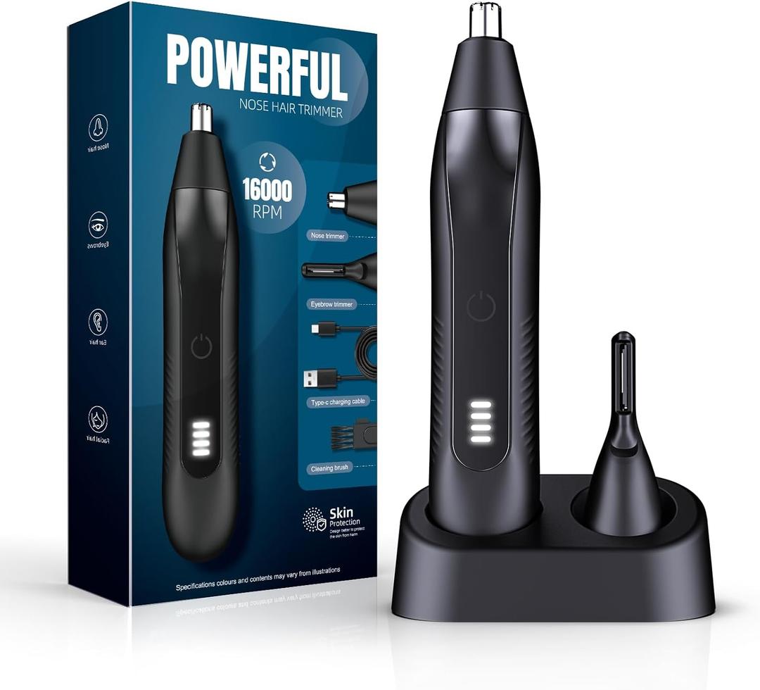2 in 1 Nose Hair Trimmer for Men - LED Power Display, 16000RPM Motor, Electric Ear & Eyebrow Grooming Kit, Nose Hair Cutter & Remover, Face & Body Clipper, Gift for Male Men Christmas Father's Day