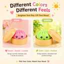 2 Pcs Mystery Pink Green Dumpling Squishies with Steamer Box,Soft Stretchy Bao Bun Stress Relief Balls,Sensory Fidget Squeeze Toys for Anxiety Relief,Decompression Desk Toys