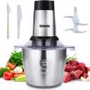 Food Processor, 500W Powerful Meat Grinder, 14Cup Stainless Steel Bowl, 3 Speed Modes 4 Bi-Level Blades for Onion, Meat, Nuts, Fruit, Garlic, Vegetable, Baby Food (1 Stainless Steel Bowls)