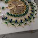 Large Peacock Wall Clock 27.6 inch Non-Ticking Silent Crystal Creative Personality Modern Art Decorative Wall Clocks for Living Room Decor (Green)