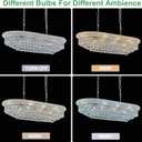 Rectangular Crystal Chandeliers for Dining Room,10 Lights Adjustable Height Oval Crystal Ceiling Light Fixture for Kitchen Island, Chrome Finish, L36'', 36" L x 14" W x 9" H
