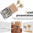 4 PCS Car Diffuser Bottles Empty, Wooden Caps Stick Fragrance Ornament with Vent Clip, Refillable Glass Diffuser Bottles, Universal for Most Cars, Trucks, SUVs (Transparent)