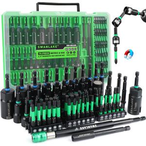 74-Piece Magnetic Nut Driver Set for Impact Drill Metric & SAE, Impact Socket Adapter, Power Bits with Magnetic Holder, Wing Nut Driver, Universal Socket, 1/4'' Quick-change Bit Extension