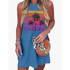 LUKYCILD Summer Dress Beach Dresses for Women Casual Mini Tank Sundresses Sleeveless Vacation Hawaiian Dresses XL