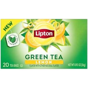 Lipton Lemon Green Tea Bags, Flavored, Unsweetened Teabags for Hot Tea or Iced Tea with Caffeine and Flavonoids, 20 Total Tea Bags, Set of 6 (BB: September 8, 2025) Lipton Lemon Green Tea Bags, Flavored, Unsweetened Teabags for Hot Tea or Iced Tea with Caffeine and Flavonoids, 20 Total Tea Bags, Set of 6 (BB: September 8, 2025)