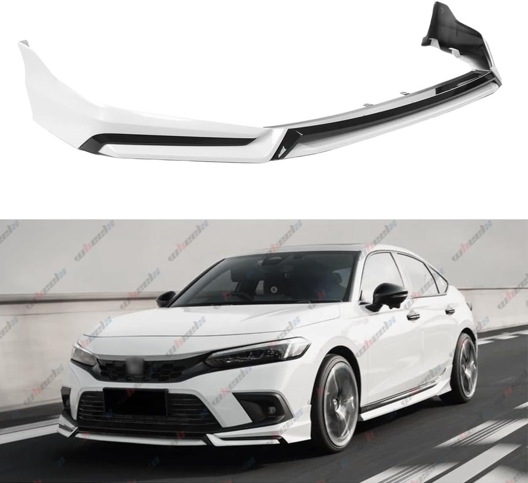 Front Lip Compatible with 2022-2024 Honda Civic, Air Dam Lower Chin Bumper Spoiler Splitter Protection Body Kit Fits for 4-Door Sedan & Hatchback 2022 2023 2024 (White Pearl NH883P)