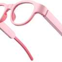 Kids Blue Light Glasses with Bluetooth Audio,Smart glasses,RGB 7-color light, Kids Smart Glasses Gifts (Pink)