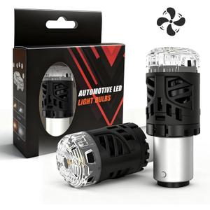BraveWAY 1157 LED Tail Brake Light Bulbs, Red, 30 Watts, 4400 Lumen, Fan Cooling, Error Free
