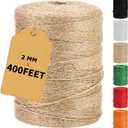 2 x Vanhench 400Feet Natural Jute Twine String, Bulk Hemp Jute Rope Cord Twine for Crafts Gardening, Gift Wrapping, Arts & Crafts, Wedding Dcor, Packing Material Burlap Ribbon, Christmas (2 mm x 122 m, Brown)