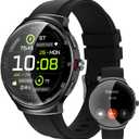 Smart Watches for Men Women, 1.43" AMOLED Fitness Tracker, Make/Answer Calls Digital Waterproof Smartwatch, 150+ Sports Mode, Heart Rate/SpO2/Sleep Monitor, Android & iOS Compatible, 2 Bands (Black)