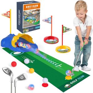 Liberry Kids Golf Set for 3 4 5 6 Years Old Boys Girls, Toddler Golf Clubs Set with Automatic Ball Returner, Glow Balls, Putting Mat, Indoor Outdoor Sports Toy Birthday Gift