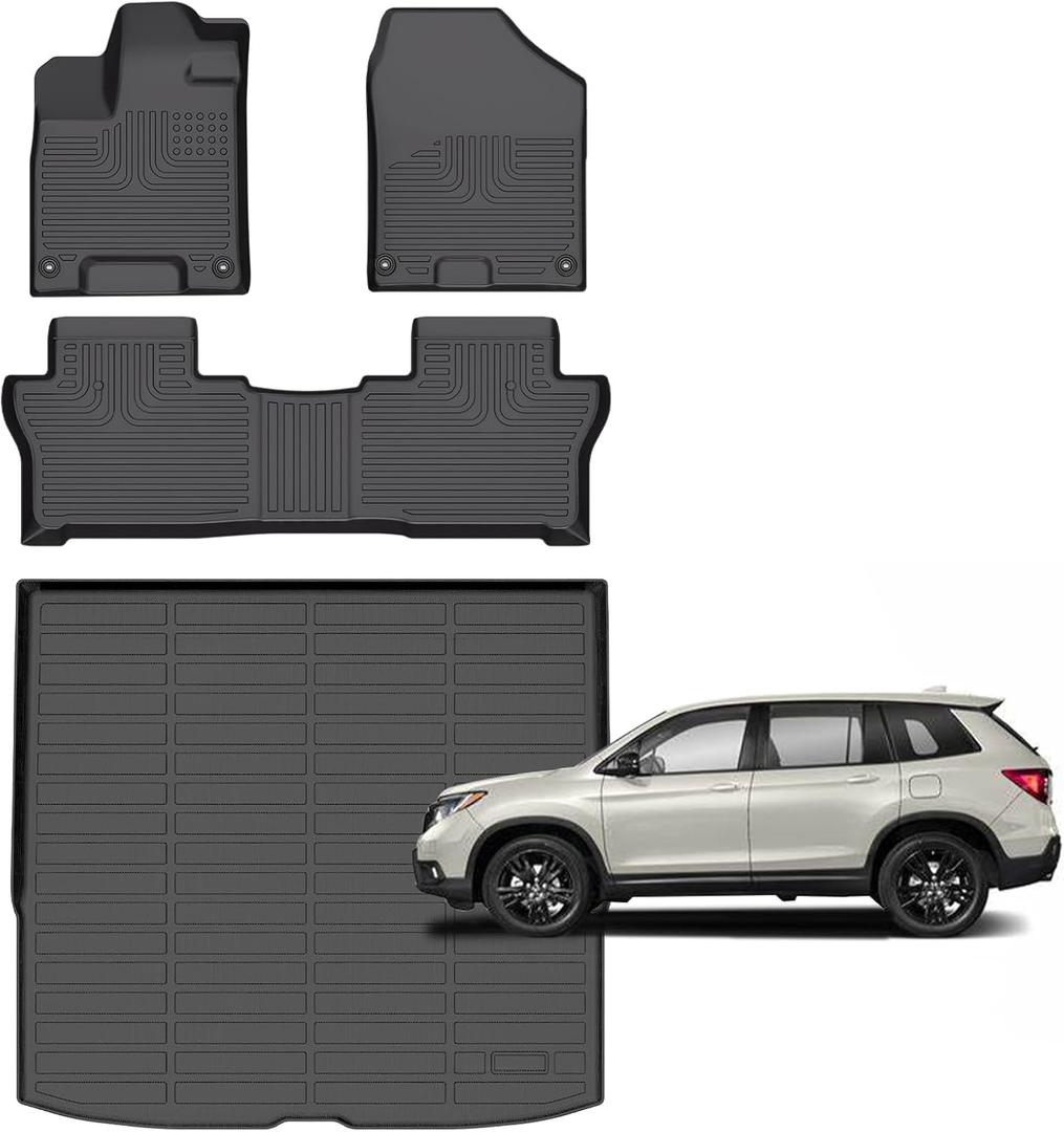 for Honda Passport Floor Mats 2025 2019-2024,Car Mats for Honda Passport All Weather Floor Mat Cargo Liner Accessories