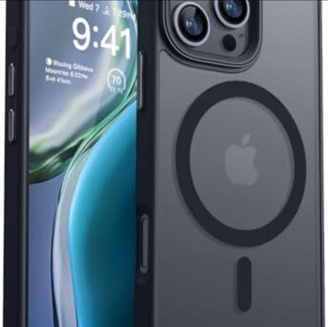 CANSHN Magnetic Compatible with iPhone 16 Pro Max Case [Compatible with Magsafe] [Translucent Matte] Slim Thin Shockproof Protective Bumper Phone Case Cover 6.9 Inch - Black