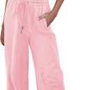 Outfeel Women's Sleeveless Summer Jumpsuit Square Neck Drawstring Waist Long Romper Jumpers 2026 with Pockets (Pink, Small)