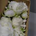 Crowye 8 Bundles Artificial Peonies Realistic Flowers with Stems Bouquet Peonies for Table Centerpieces Wedding Decoration Bridal Floral Arrangement (White)