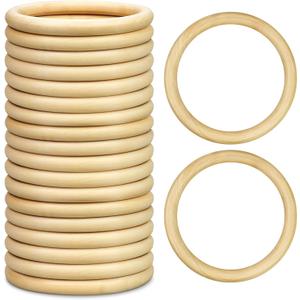 20 Pcs Wooden Rings for Craft, 4inch/100mm Unfinished Wood Rings, Wooden Rings for Macrame Craft, Pendant Connectors, DIY Craft Supplies